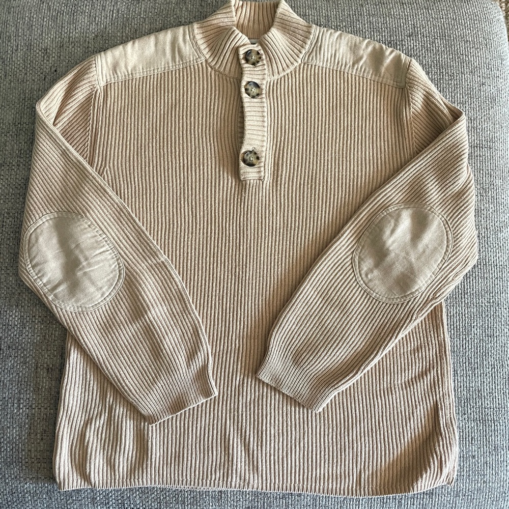 Banana Republic Men's tan Sweater with Button Detail